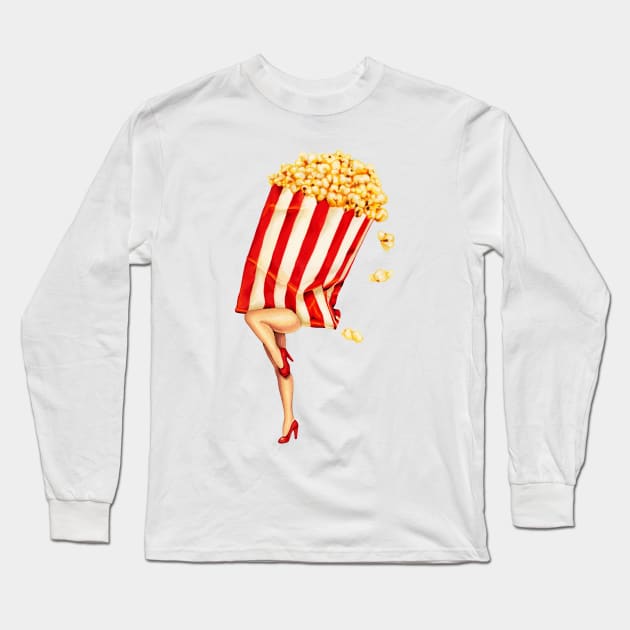 Movie Girls Popcorn Girl Long Sleeve T-Shirt by KellyGilleran